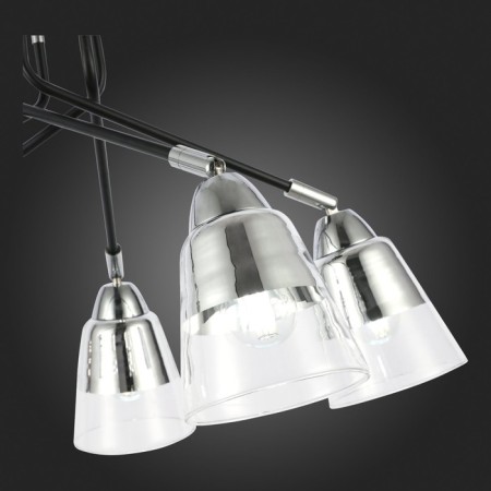 Ceiling EVOLUCE lamp. Sle102902-05. Lirino. 5x40 watts, E27, 54x54x44 cm, black color, chrome-7