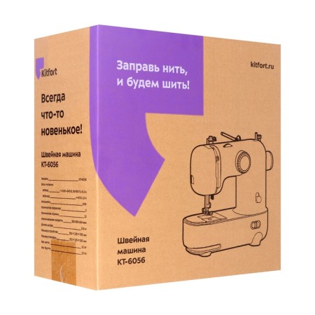 Sewing machine KitFort KT-6056, 9 W, 12 operations, semi-automatic, white-hourly-10