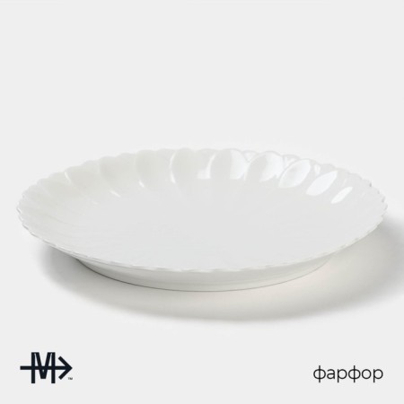 Porcelain dining porcelain Magistro "Flower", D = 25 cm, white color-1
