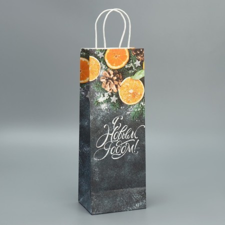Package for the bottle "Mandarins", 13 x 36 x 10 cm, New Year-3
