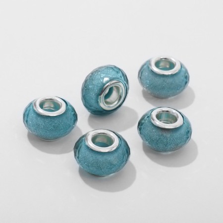 Busina "faceted ice" with sparkles, turquoise color in silver-1