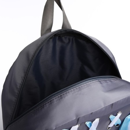School textile school backpack with ribbons, 38x29x11 cm, gray color, lightning department-3