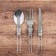 A set of folding devices "by the fire", fork, spoon, knife