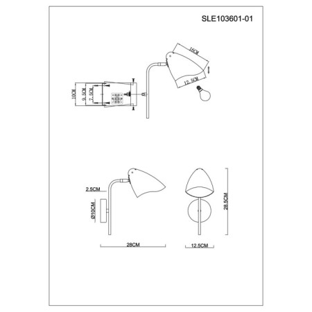 Wall lamp EVOLUCE. Sle103601-01. Satta. 1x40 W, E14, 12.5x28.5 cm, black color, gold-6