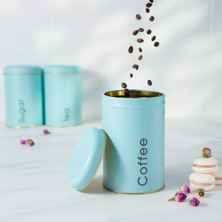 A set of cans for bulk products Sugar Coffee Tea, 10 × 17 cm, 3 pcs, blue color-4