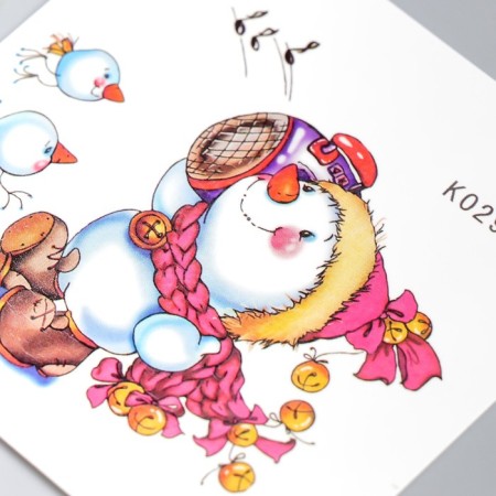 Tattoo on the body color "Snowman" 8x8 cm-2