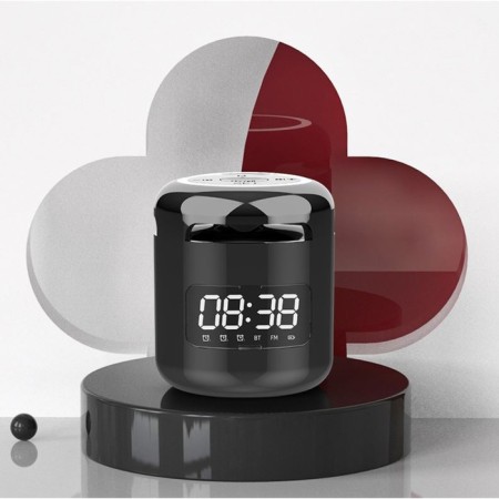 Clock - Electronic desk alarm clock: column, Bluetooth, TF card, 7.6 x 8.8 cm, USB-1