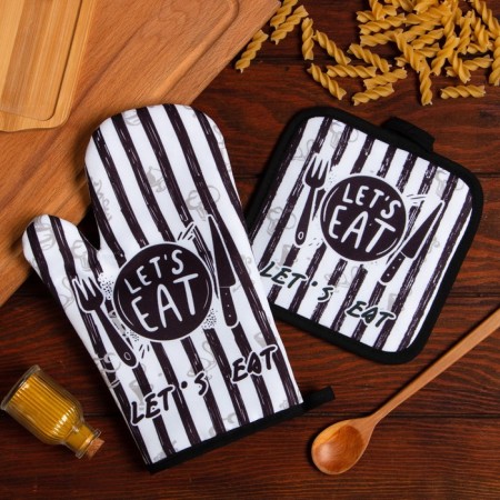 Kitchen set of "EAT" Delivery 17x17 cm, mittens 25x16 cm, 100% p/e