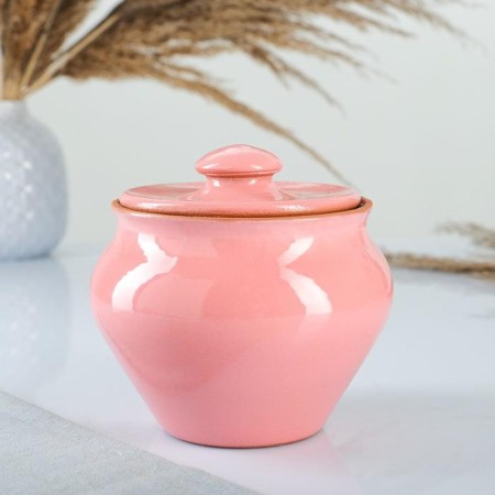Set "Vyatka Ceramics Trio" 0.6 l x 3 pcs + grasp, pink-1