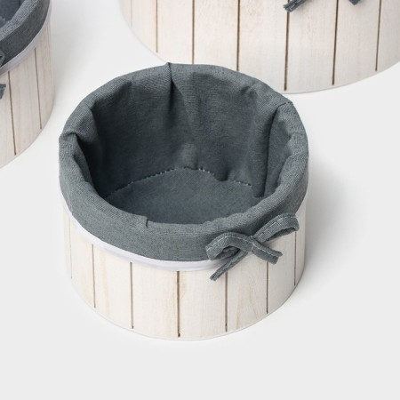 A set of handmade interior baskets LadOM, round, 3 pcs, size: 15 × 15 × 9 cm, 19 × 19 × 10 cm, 23 × 23 × 11 cm-3
