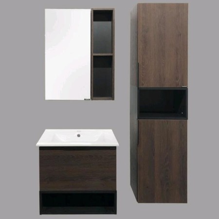 Mirror Comfort Comforty Frankfurt 60 for the bathroom, chocolate-brown oak color