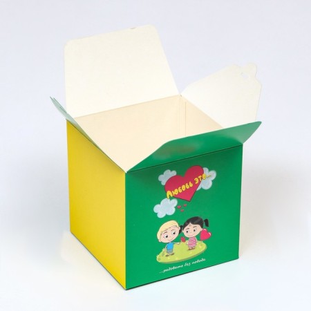 Folding box "Love is...", green, 10 x 10 x 10 cm-2