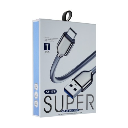 Type -C cable - USB, 6 A, TPE braid, frost -resistant, 1 meter, gray-3