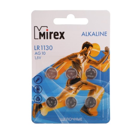 Alkalin battery Mirex, LR1130, AG10, 1.5V, BLISTER, 6 pcs