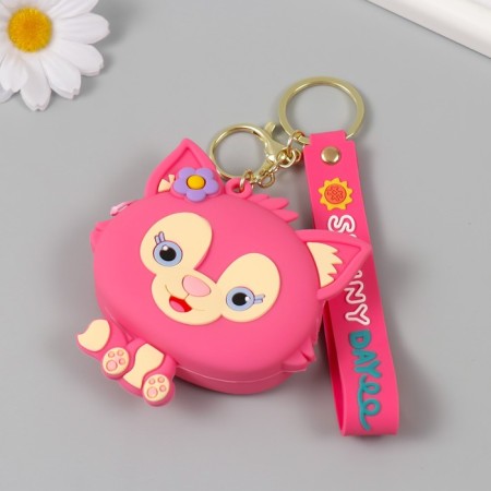 A keychain wallet with a carbine, strap silicone "kitten with a flower" 3x8.5x8.3 cm-1