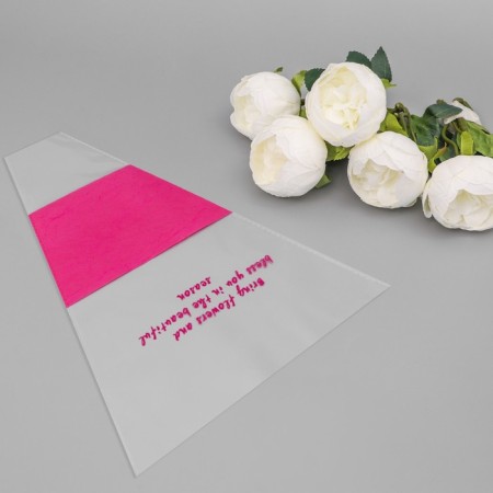 Packet stoop for flowers, with non -woven material, 26+7x37 cm, fuchsia-2