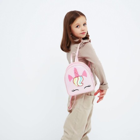 Baby backpack for girls with sparkles "unicorn", pink color-5