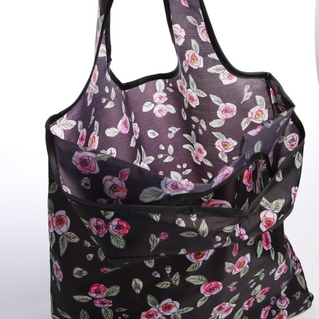 Household bag without fastening, black/pink color-3
