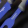 A set of kitchen utensils FADED, 3 objects: 2 knives, fork for meat, blue color