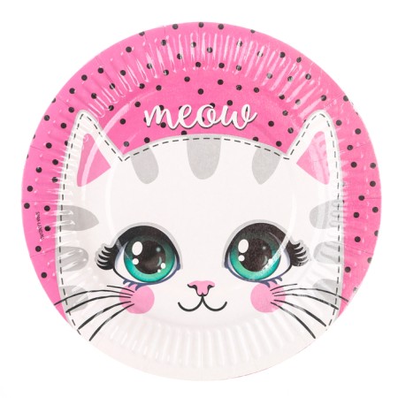 A set of paper dishes is a disposable cute cat ”, 10 glasses, 10 plates-3
