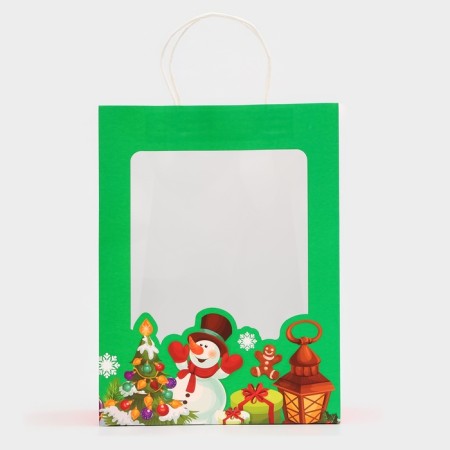 Gift package with the Snowman window 26 x 35 x 16 cm, green-2