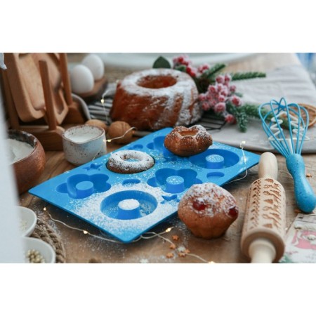 The form for baking the share "Sweets. Donut and chamomile ”, silicone, 25.5 × 17.5 cm, 6 cells, color mix-6