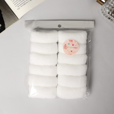 Hair elastic band "Mahrushka" (set 12 pcs) wide classic, 7x2 cm, white-2