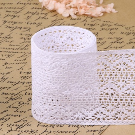 Knitted lace, 115 mm × 10 ± 1 m, white color-2