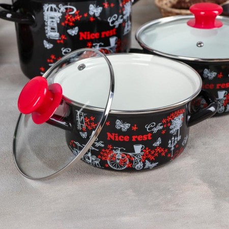 Set of pots "Rest-5", 3 subjects: 1.9 l, 2.5 l, 5 l, covers, induction-1