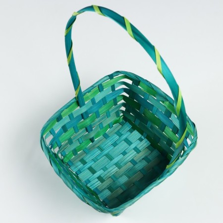 Wicker basket, 20 x 20 x 10/33 cm, green, bamboo-2