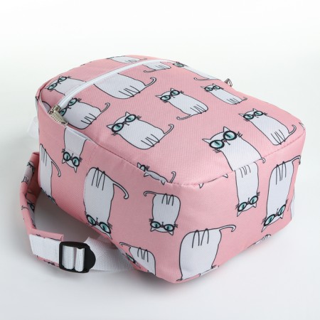School backpack on lightning, external pocket, pink color-2