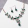 Set 2 objects: earrings, necklace "magnificent eyelids" flowers, emerald color in gold, 42cm
