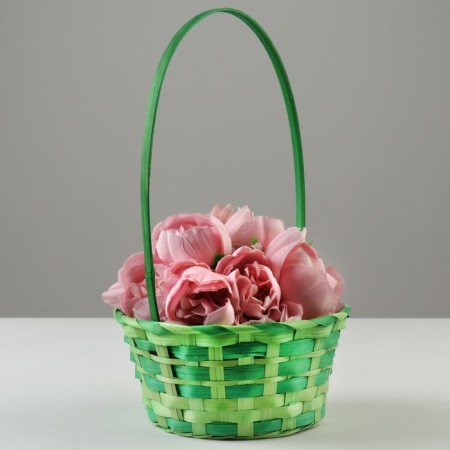 Wicker basket, 20.5 × 9.5 × 33 cm, green, bamboo-1