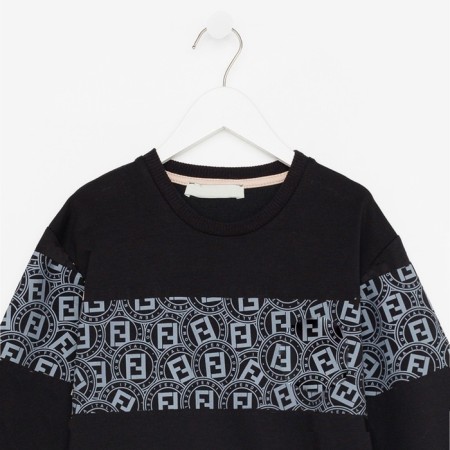 Kit for children (sweatshirt, trousers), black/milk mix, height 146 cm-3