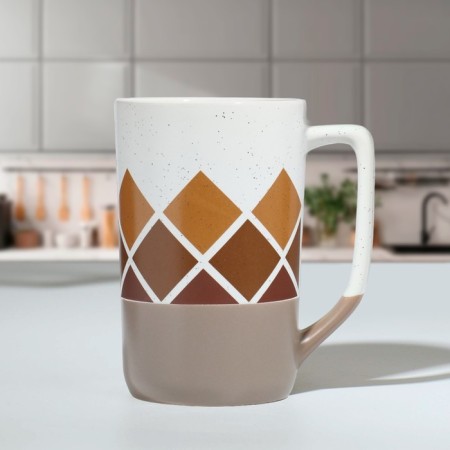 Ceramic mug "Rhombus", 500 ml, white color-2