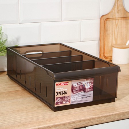 Optima, 11.5 l lid container for storage, 24.2 × 45 × 12.9 cm, brown color-11