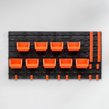An organizer wall -mounted with trays, orange color-1
