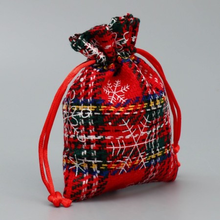 Bag Gift canvas "Blizzard", snowflakes, 10 x 12 cm +/- 1.5 cm, New Year-1
