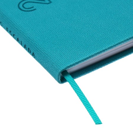 The weekly dated 2025, 85x145 mm, 64 sheets of Escalada, a solid cover made of artificial leather, pancake embossing, block 70 g/m², turquoise, turquoise-2