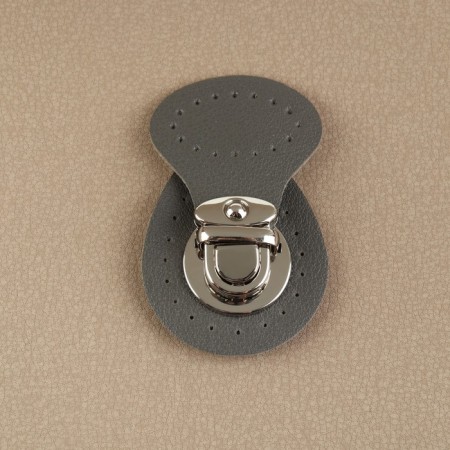 Bag's fastener, sewing, 6 × 4 cm, gray/silver color-1