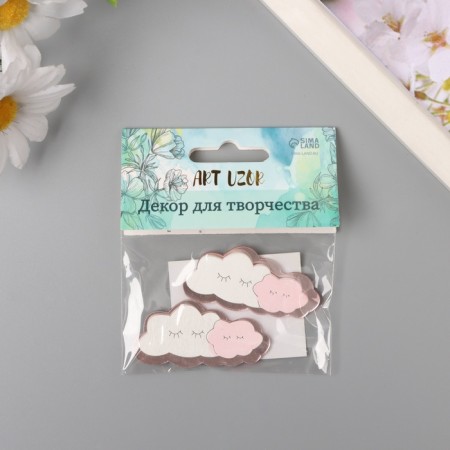Decor for creativity wood, plastic "Sleeping cloud" Mirror set 2 pcs 5.3x2.6 cm mix-5