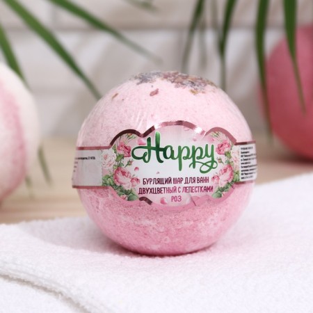 Laboratory Katrin bath bomb two -color, with rose petals, 120 g