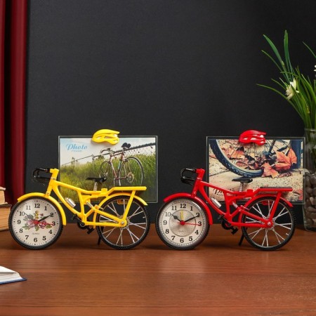 Photo frame Plastic with clock "Bicycle" mix 10x15 cm, 5.6x21.5x18 cm-5