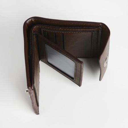 Male purse on a magnet, department for bills, for maps, for coins, brown color-3