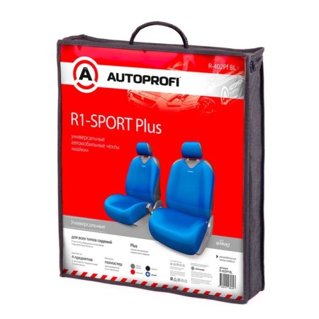 Autoprofi R-1 Sport Plus R-402PF BL, front row, closed seat, polyester, 4 objects, blue color blue-1