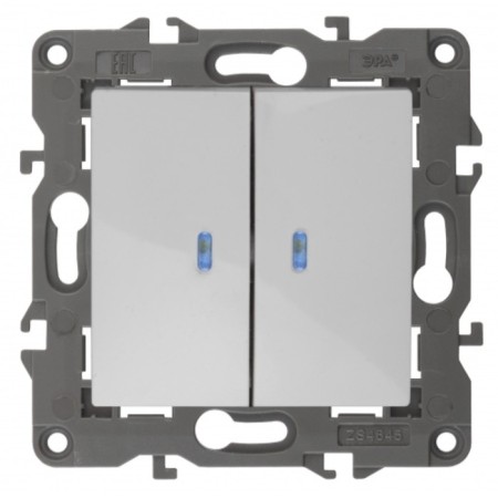 Double switch with backlight, 10AX-250V, IP20, era Elegance, white