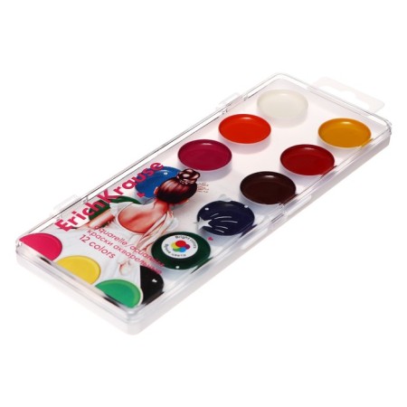 Watercolor paints 12 colors Erichkrause "Pointes", without a brush, in a plastic box with a Euro suspension-1