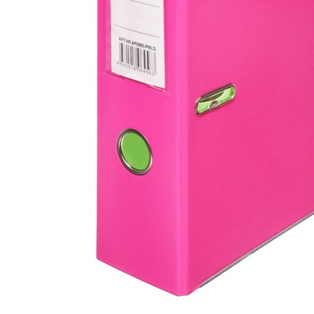 A4, 75 mm, Lamark, PVC, double-sided coating, metal edging, pocket for a spine, collected, pink/green-2