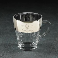 Glass mug “Mosaic”, 250 ml, with engraving and erasing, the color of the spraying of gold