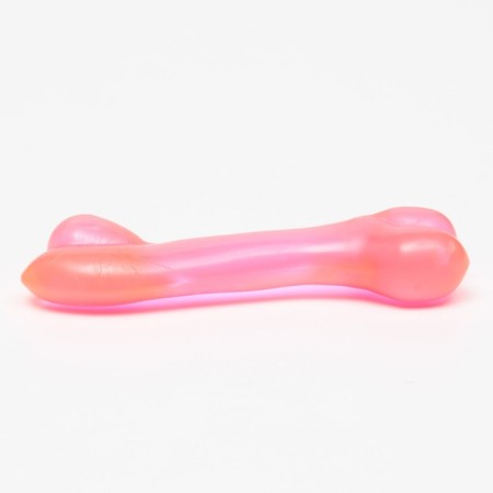 Chewing toy "Classic bone", transparent, PVC, 12.3 cm, red-1